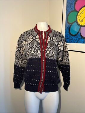 Alps Fine Women’s Apparel Fair Isle Nordic Style Wool Cardigan Size M